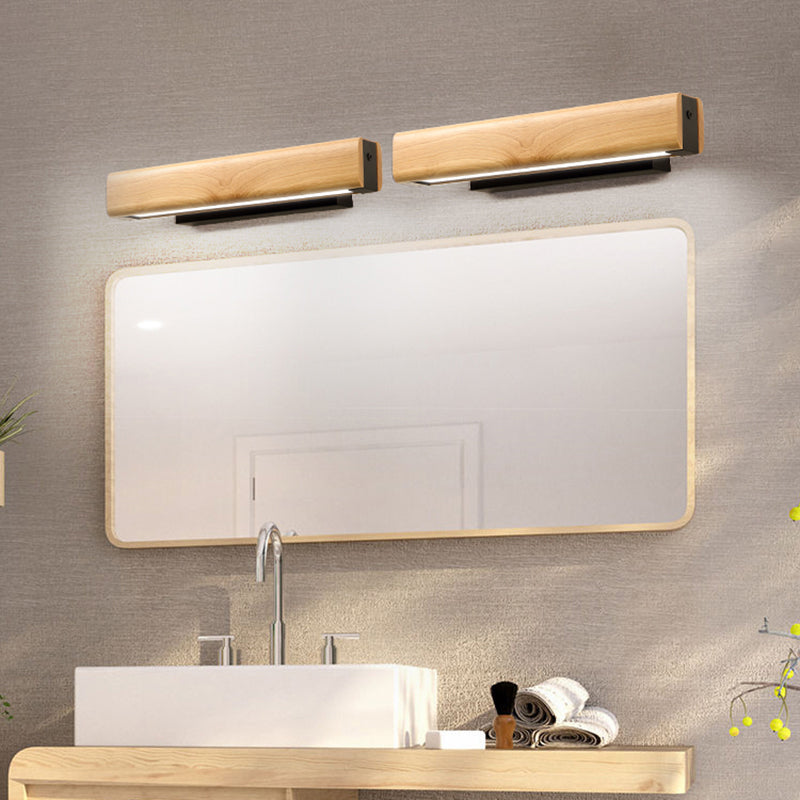 Rectangular Bathroom LED Sconce Lighting Wood Modern Vanity Light Fixture for Bathroom Clearhalo 'Modern wall lights' 'Modern' 'Wall Lamps & Sconces' 'Wall Lights' Lighting' 2218170