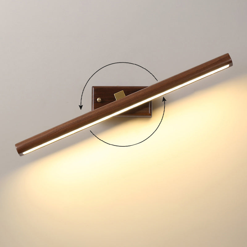 Nordic Style Linear Wall Sconce Light Acrylic Bathroom LED Vanity Lighting in Dark Wood Clearhalo 'Modern wall lights' 'Modern' 'Vanity Lights' 'Wall Lights' Lighting' 2218206