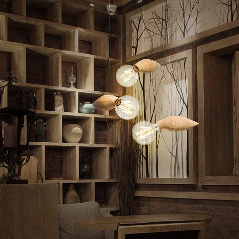 Bee Shaped Restaurant Ceiling Light Wood Single Nordic Style Hanging Pendant Light Wood Clearhalo 'Ceiling Lights' 'Modern Pendants' 'Modern' 'Pendant Lights' 'Pendants' Lighting' 2218209