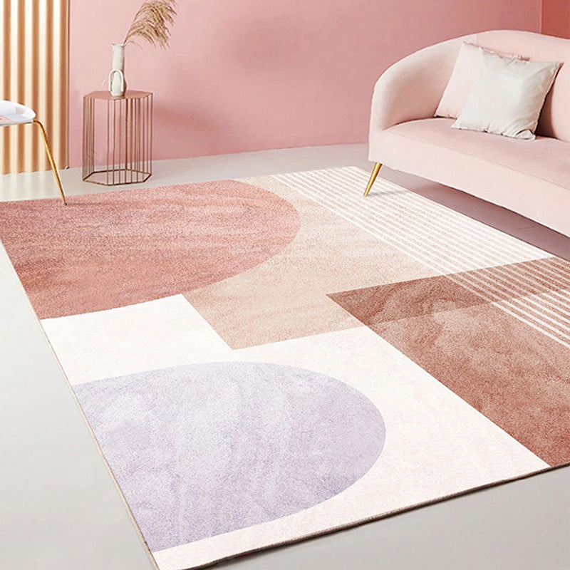 Multi Colored Trendy Rug Polypropylene Colorblock Area Carpet Non-Slip Backing Indoor for Bedroom Light Purple Clearhalo 'Area Rug' 'Rug' 2225386
