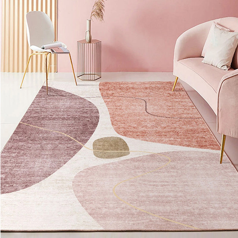 Multi Colored Trendy Rug Polypropylene Colorblock Area Carpet Non-Slip Backing Indoor for Bedroom Pink Clearhalo 'Area Rug' 'Rug' 2225390