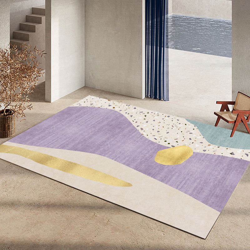 Calming Colorblock Rug Multi Color Cotton Blend Indoor Rug Anti-Slip Backing Machine Washable Carpet for Room Purple Clearhalo 'Area Rug' 'Rug' 2225679