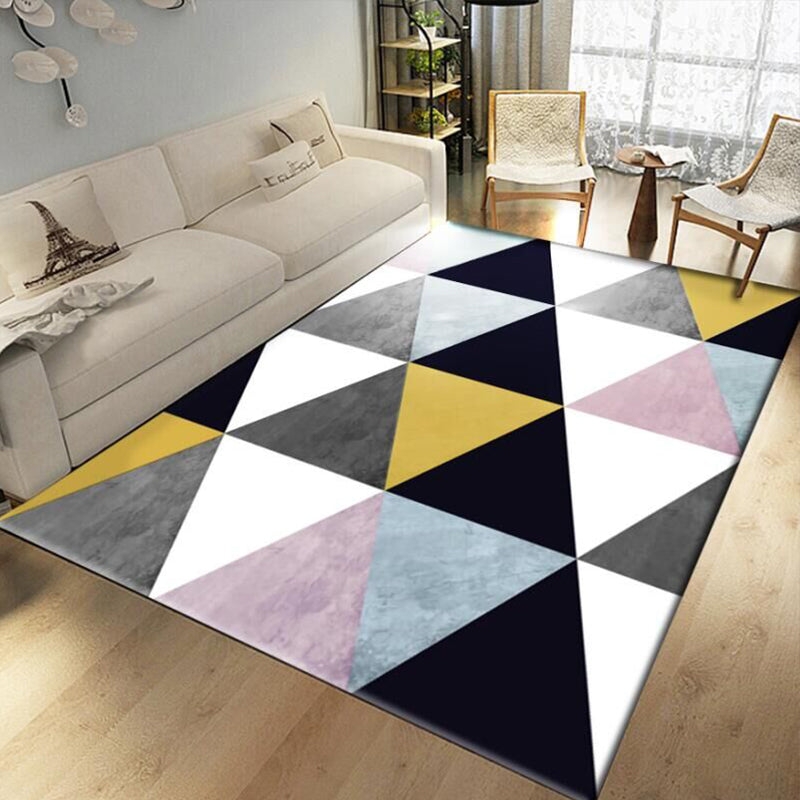 Multi-Color Living Room Rug Simple Geo Printed Carpet Cotton Blend Pet Friendly Machine Washable Rug Black-Pink Clearhalo 'Area Rug' 'Modern' 'Rugs' Rug' 2225739