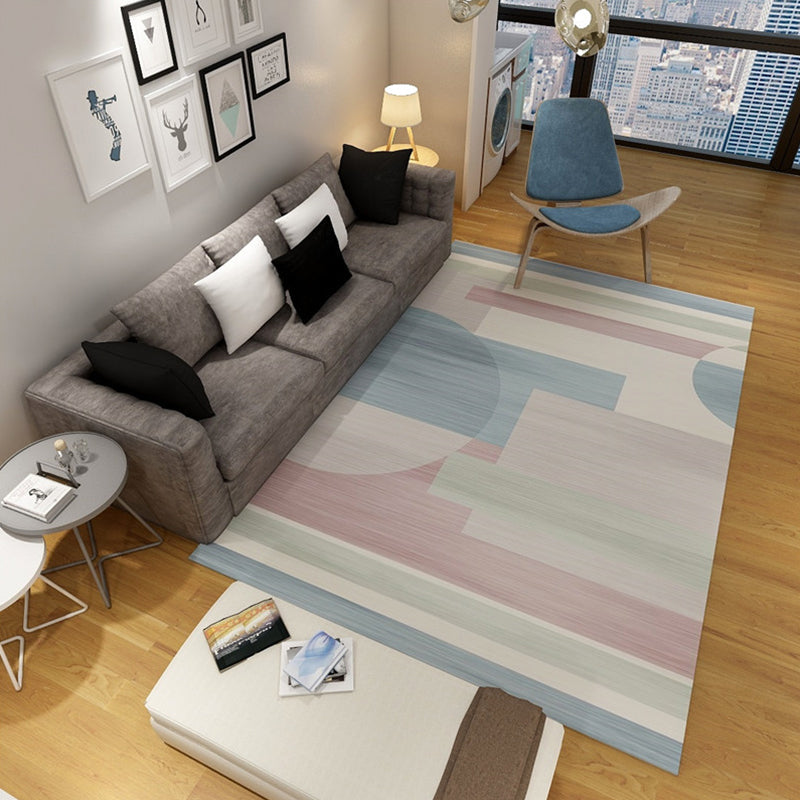 Simple Geo Pattern Rug Multi Colored Polypropylene Area Carpet Easy Care Machine Washable Rug for Living Room Blue-Pink Clearhalo 'Area Rug' 'Modern' 'Rugs' Rug' 2225751