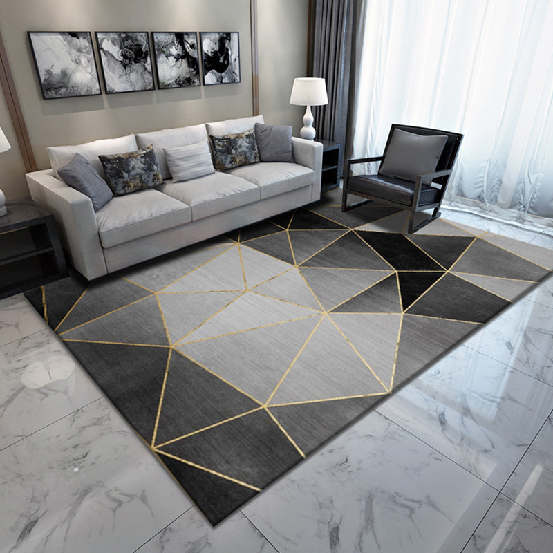 Multi Color Trendy Rug Cotton Blend Geometric Indoor Rug Non-Slip Back Easy Care Area Carpet for Bedroom Black Clearhalo 'Area Rug' 'Modern' 'Rugs' Rug' 2225977