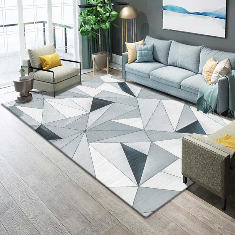 Multi Colored Bedroom Rug Luxury Geo Printed Area Rug Polypropylene Non-Slip Washable Carpet Light Gray Clearhalo 'Area Rug' 'Modern' 'Rugs' Rug' 2226427