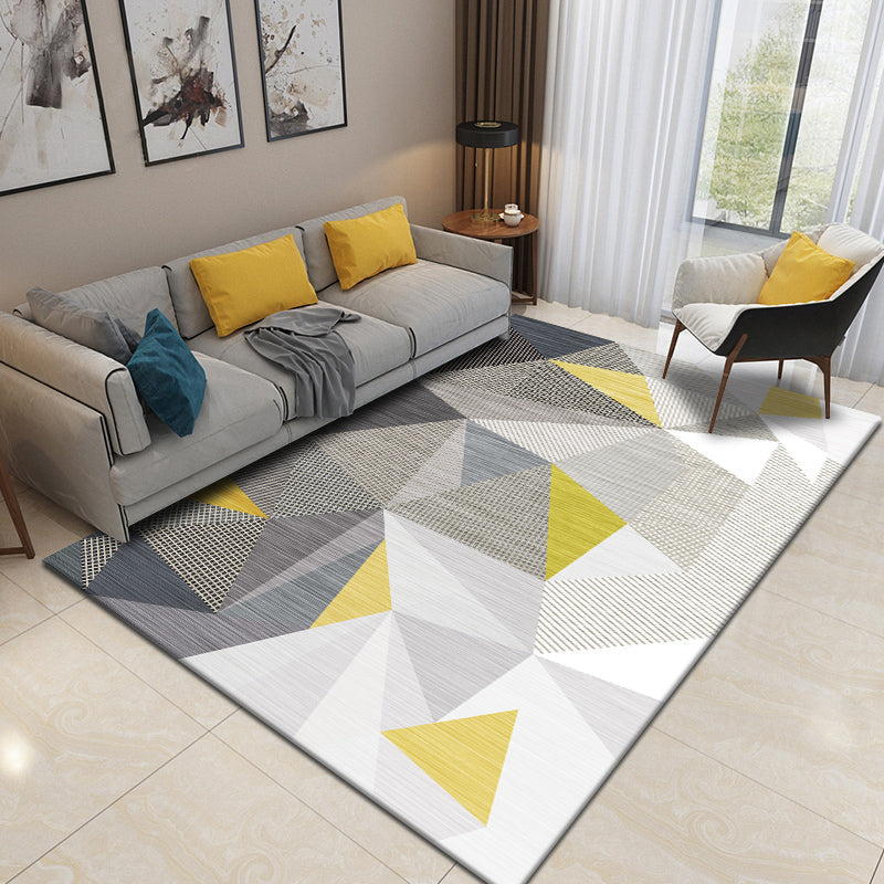 Multi Color Simple Rug Cotton Blend Geo Printed Area Rug Easy Care Anti-Slip Backing Carpet for Decoration Yellow Clearhalo 'Area Rug' 'Modern' 'Rugs' Rug' 2226499