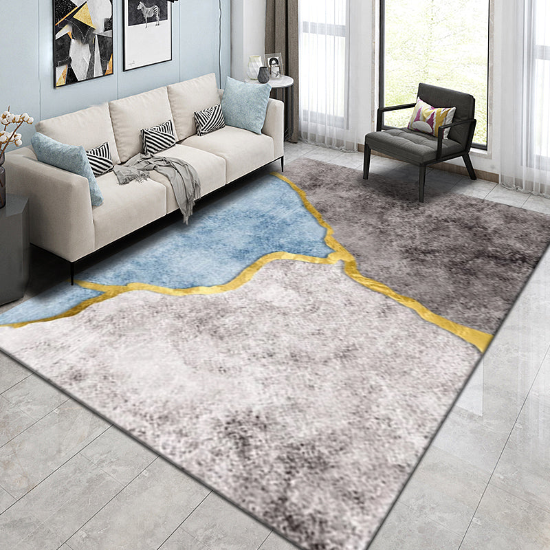 Multi Color Simple Rug Cotton Blend Geo Printed Area Rug Easy Care Anti-Slip Backing Carpet for Decoration Gray-Blue Clearhalo 'Area Rug' 'Modern' 'Rugs' Rug' 2226501