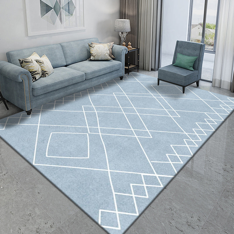 Simple Living Room Rug Multi Colored Geometric Printed Carpet Cotton Blend Non-Slip Easy Care Rug Light Blue Clearhalo 'Area Rug' 'Modern' 'Rugs' Rug' 2226514