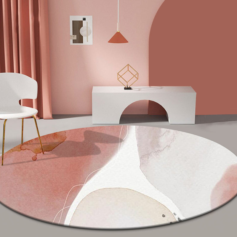 Multi-Color Home Rug Modern Color Block Carpet Synthetics Non-Slip Backing Washable Rug Pink-White Clearhalo 'Area Rug' 'Modern' 'Rugs' Rug' 2226622