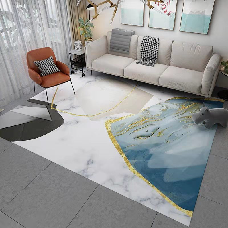 Contemporary Colorblock Rug Multi Colored Synthetics Area Carpet Pet Friendly Washable Anti-Slip Rug for Decoration Blue Clearhalo 'Area Rug' 'Modern' 'Rugs' Rug' 2226671