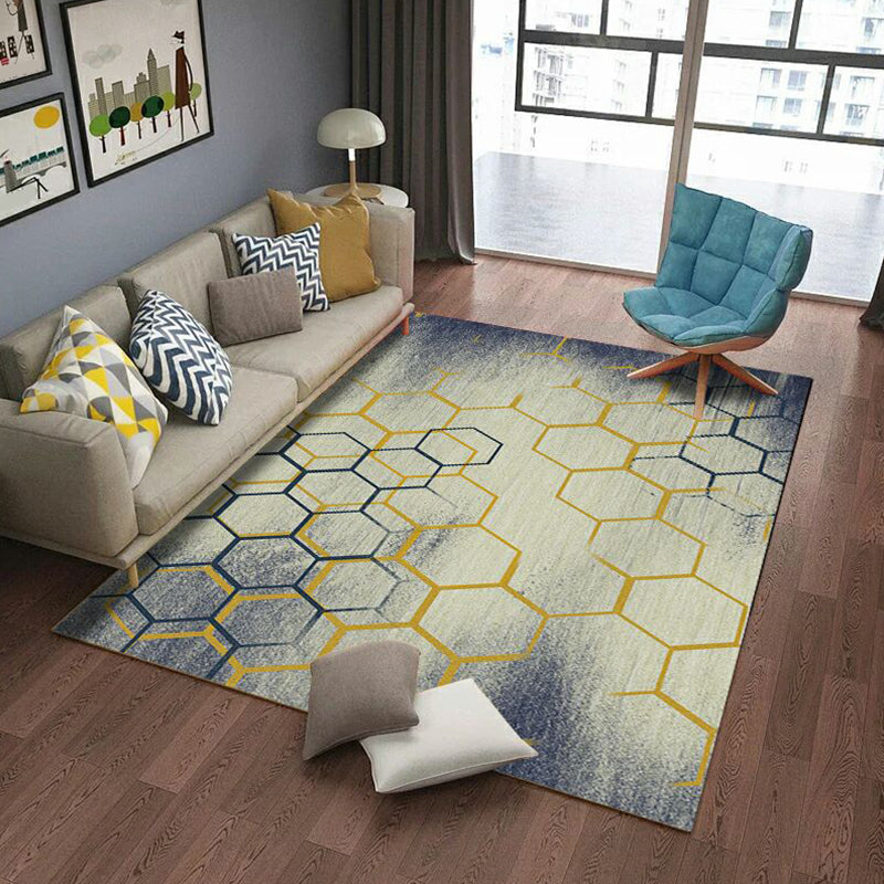 Luxury Living Room Rug Multi Color Geometric Area Rug Polypropylene Easy Care Machine Washable Carpet Yellow-Blue Clearhalo 'Area Rug' 'Modern' 'Rugs' Rug' 2226845