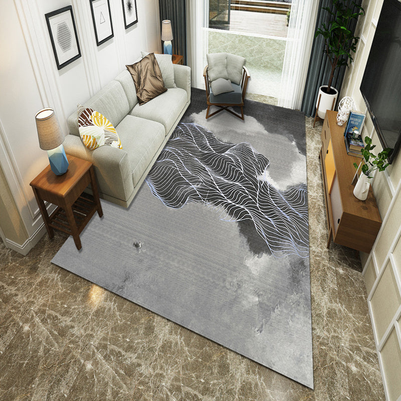 Minimalist Room Rug Multi Colored Oriental Print Area Carpet Polyster Easy Care Machine Washable Indoor Rug Light Gray Clearhalo 'Area Rug' 'Modern' 'Rugs' Rug' 2226882