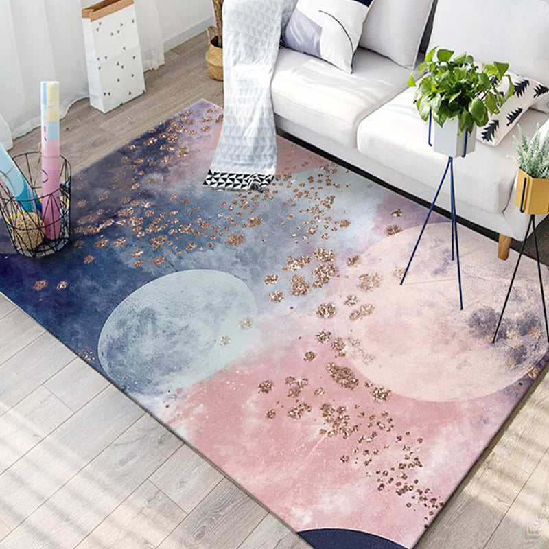 Modern Home Decoration Rug Multicolor Color Block Area Carpet Polyster Non-Slip Backing Washable Rug Pink Clearhalo 'Area Rug' 'Modern' 'Rugs' Rug' 2226953