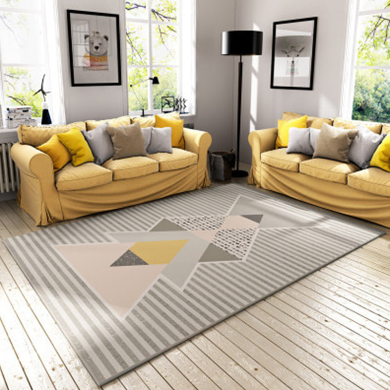 Modern Home Decoration Rug Multicolor Color Block Area Carpet Polyster Non-Slip Backing Washable Rug Khaki Clearhalo 'Area Rug' 'Modern' 'Rugs' Rug' 2226963