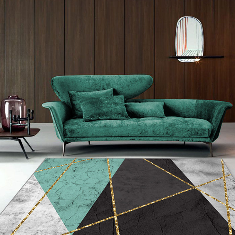 Multi Colored Home Rug Novelty Colorblock Area Carpet Polypropylene Easy Care Pet Friendly Rug Green-Black Clearhalo 'Area Rug' 'Modern' 'Rugs' Rug' 2227241