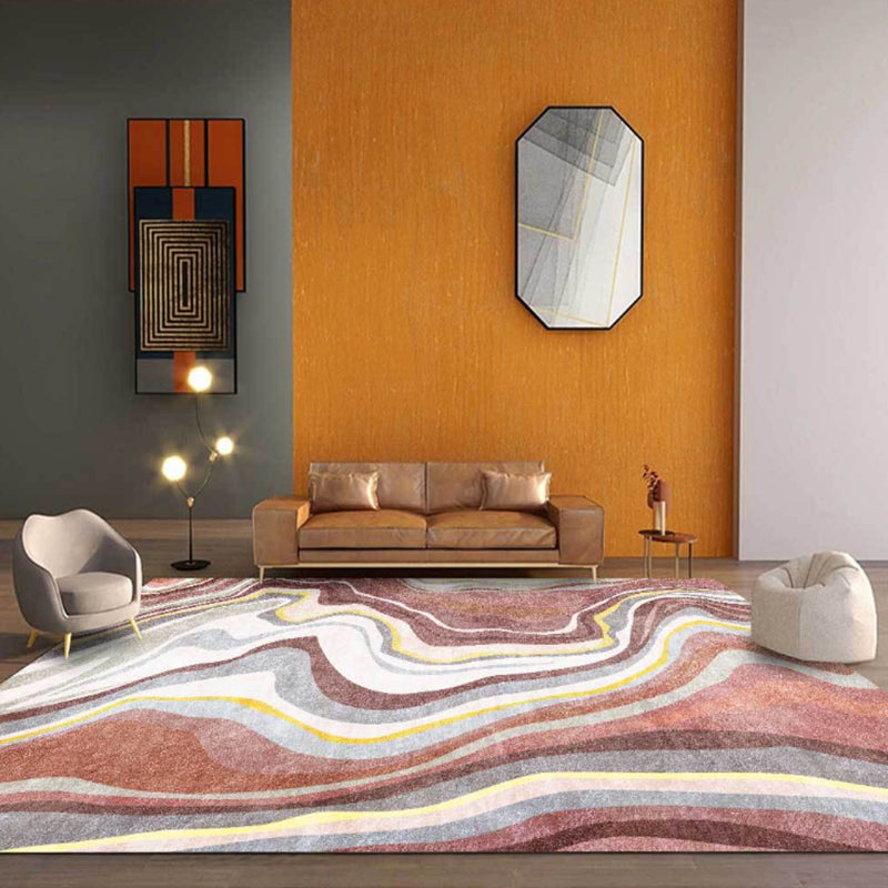 Multi Colored Abstract Rug Polypropylene Chinese Carpet Easy Care Pet Friendly Washable Indoor Rug for Decor Pink Clearhalo 'Area Rug' 'Modern' 'Rugs' Rug' 2227266