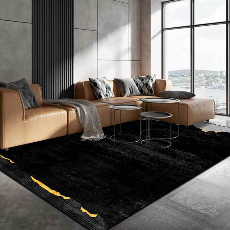 Multi Colored Abstract Rug Polypropylene Chinese Carpet Easy Care Pet Friendly Washable Indoor Rug for Decor Black-Gold Clearhalo 'Area Rug' 'Modern' 'Rugs' Rug' 2227268