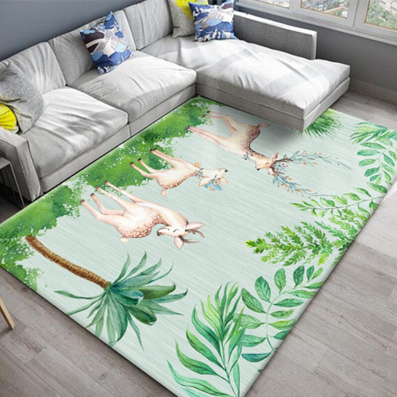 Nordic Bedroom Rug Multi Colored Plant Printed Area Rug Polypropylene Pet Friendly Stain-Resistant Carpet Green Clearhalo 'Area Rug' 'Modern' 'Rugs' Rug' 2227340