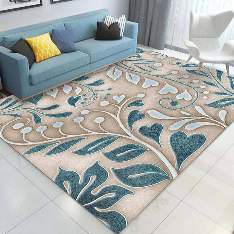 Multi Colored Plant Print Rug Polypropylene Simplicity Carpet Non-Slip Pet Friendly Indoor Rug for Living Room Brown Clearhalo 'Area Rug' 'Modern' 'Rugs' Rug' 2227403