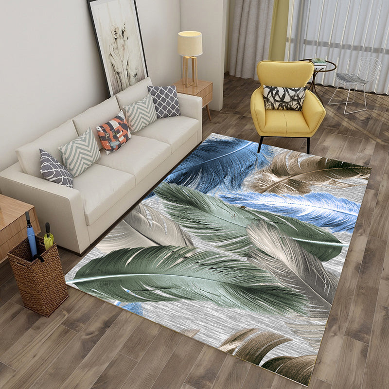 Multi Color Tropical Rug Polyster Plant Printed Area Rug Non-Slip Backing Pet Friendly Carpet for Parlor Clearhalo 'Area Rug' 'Rug' 2227436
