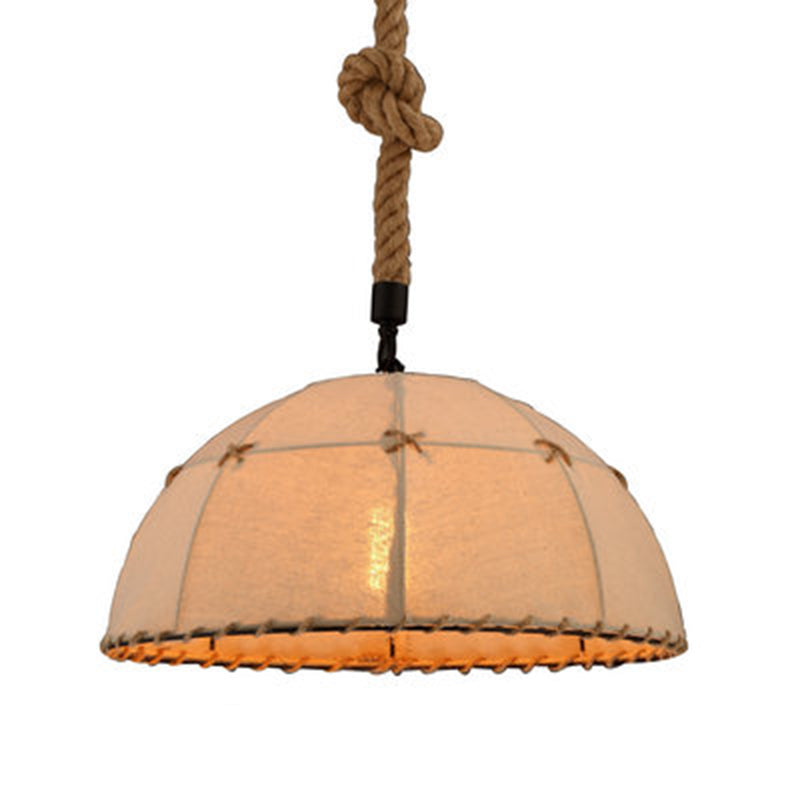 Geometric Metallic Pendant Light Antique 1-Light Restaurant Hanging Light Fixture with Hemp Rope in Brown Clearhalo 'Art Deco Pendants' 'Cast Iron' 'Ceiling Lights' 'Ceramic' 'Crystal' 'Industrial Pendants' 'Industrial' 'Metal' 'Middle Century Pendants' 'Pendant Lights' 'Pendants' 'Tiffany' Lighting' 2227859