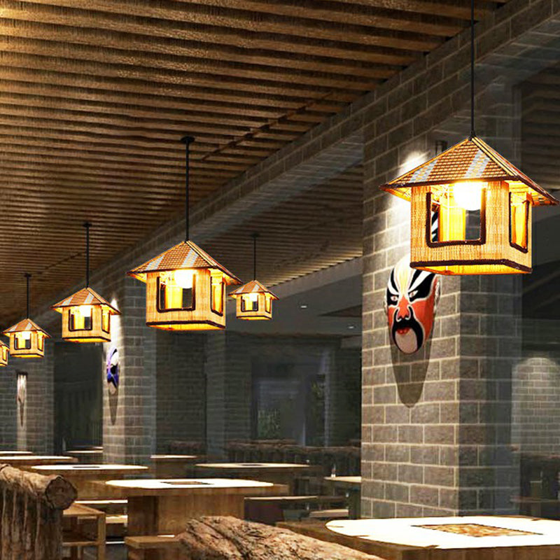 Hemp Rope Shaded Pendant Light Antique 1-Light Restaurant Hanging Light Fixture in Brown Clearhalo 'Ceiling Lights' 'Industrial Pendants' 'Industrial' 'Middle Century Pendants' 'Pendant Lights' 'Pendants' 'Tiffany' Lighting' 2227923