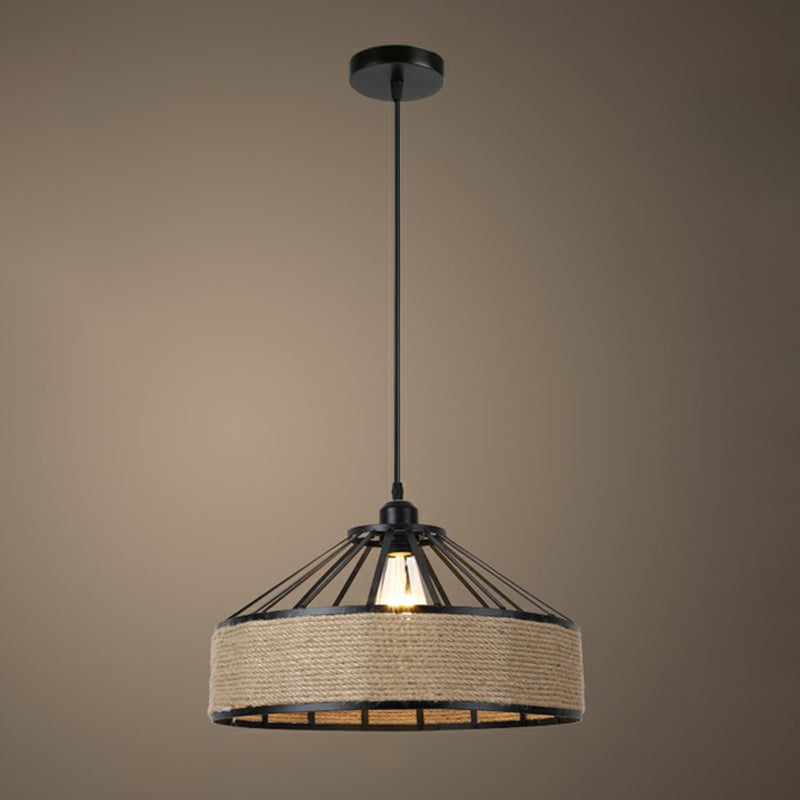 Rustic Style Wrapped Hanging Light 1��Bulb Hemp Rope Pendant Light Fixture in Brown Brown D Clearhalo 'Ceiling Lights' 'Industrial Pendants' 'Industrial' 'Middle Century Pendants' 'Pendant Lights' 'Pendants' 'Tiffany' Lighting' 2227986