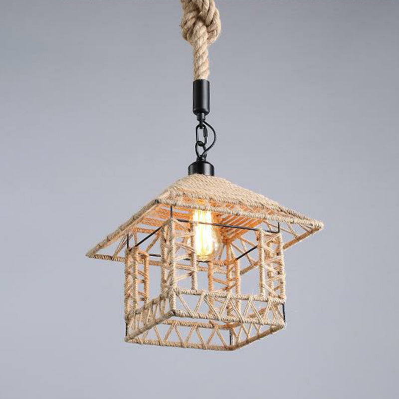 Hemp Rope Wrapped Ceiling Light Industrial Single Restaurant Hanging Pendant Light in Brown Brown G Clearhalo 'Ceiling Lights' 'Industrial Pendants' 'Industrial' 'Middle Century Pendants' 'Pendant Lights' 'Pendants' 'Tiffany' Lighting' 2228011