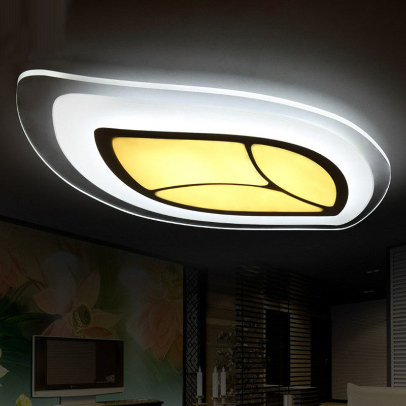 Acrylic Leaf Flush Light Modern Style Clear LED Flush Ceiling Light Fixture for Living Room Clear Inner Warm Outer White Clearhalo 'Ceiling Lights' 'Close To Ceiling Lights' 'Close to ceiling' 'Flush mount' Lighting' 2228041