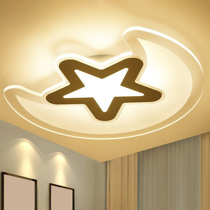 Clear Crescent and Star LED Flush Mount Modern Acrylic Flushmount Ceiling Light for Kindergarten Clear Warm Clearhalo 'Ceiling Lights' 'Close To Ceiling Lights' 'Close to ceiling' 'Flush mount' Lighting' 2228053