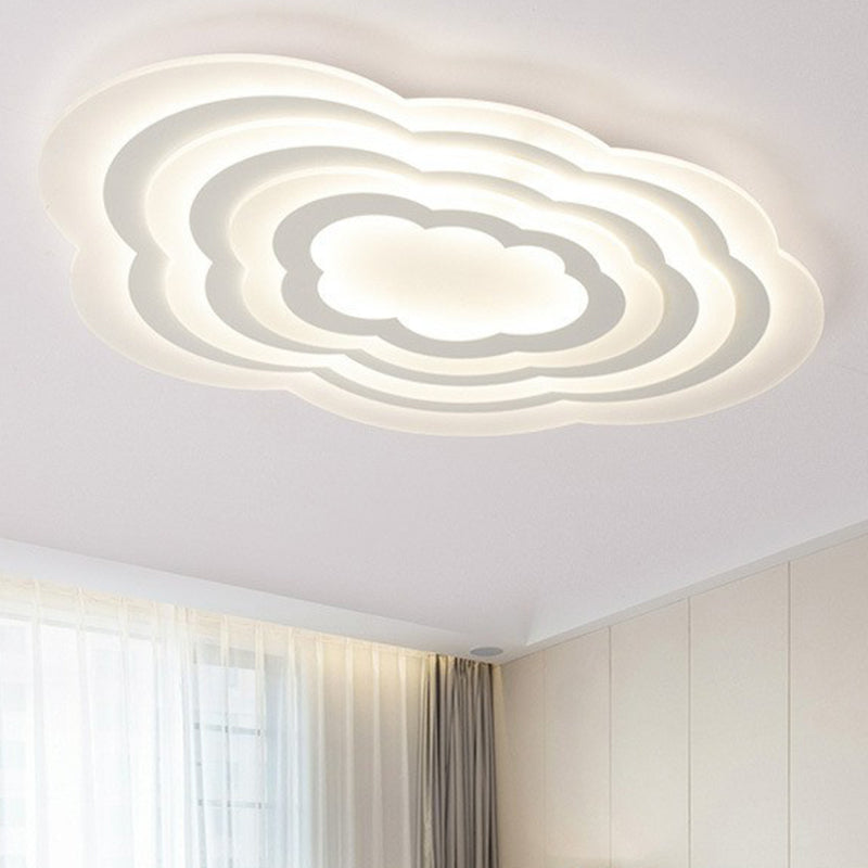 Cloud Kids Bedroom Flush Ceiling Light Acrylic Contemporary LED Flush Mount Lighting Fixture in White White Warm Clearhalo 'Ceiling Lights' 'Close To Ceiling Lights' 'Close to ceiling' 'Flush mount' Lighting' 2228086