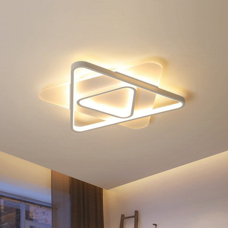 Triangle Living Room Flush Ceiling Light Acrylic Contemporary LED Flush Mount Lighting Fixture in White Clearhalo 'Ceiling Lights' 'Close To Ceiling Lights' 'Close to ceiling' 'Flush mount' Lighting' 2228099