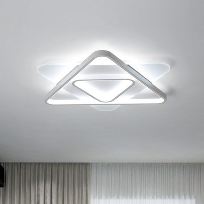 Triangle Living Room Flush Ceiling Light Acrylic Contemporary LED Flush Mount Lighting Fixture in White White White Clearhalo 'Ceiling Lights' 'Close To Ceiling Lights' 'Close to ceiling' 'Flush mount' Lighting' 2228101