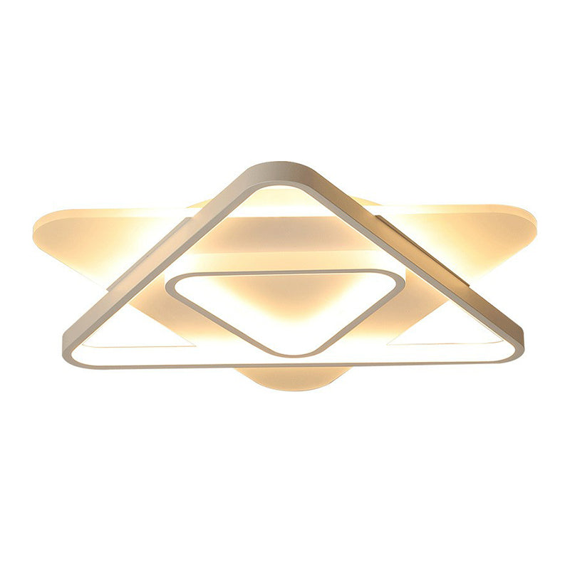 Triangle Living Room Flush Ceiling Light Acrylic Contemporary LED Flush Mount Lighting Fixture in White Clearhalo 'Ceiling Lights' 'Close To Ceiling Lights' 'Close to ceiling' 'Flush mount' Lighting' 2228102