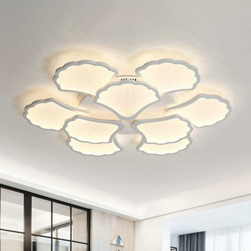 Ginkgo Living Room LED Semi Flush Metallic Modern Flush Ceiling Light Fixture in White 9 White Clearhalo 'Ceiling Lights' 'Close To Ceiling Lights' 'Close to ceiling' 'Semi-flushmount' Lighting' 2228123