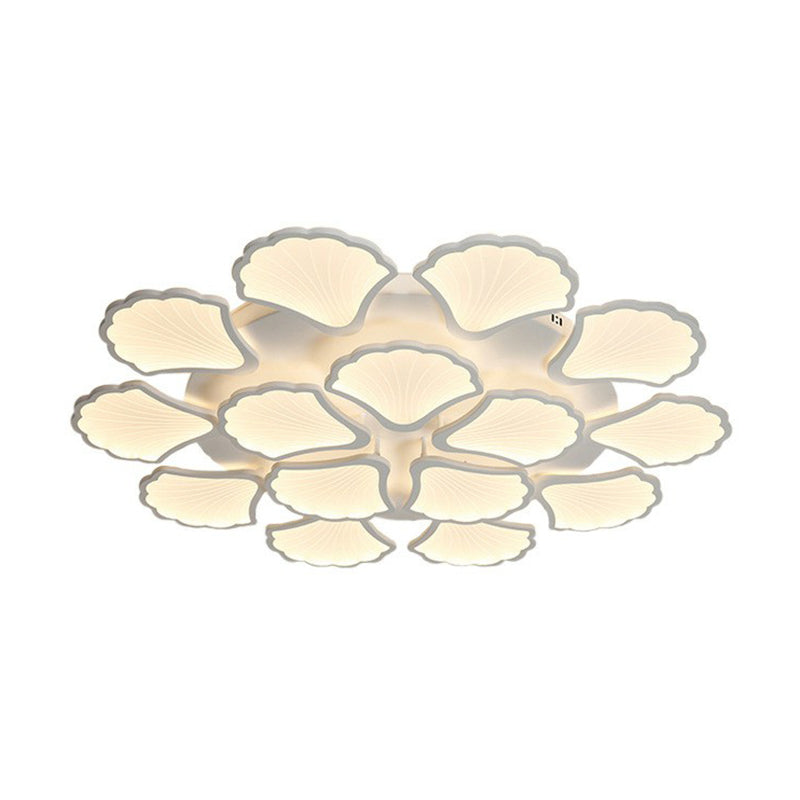 Ginkgo Living Room LED Semi Flush Metallic Modern Flush Ceiling Light Fixture in White Clearhalo 'Ceiling Lights' 'Close To Ceiling Lights' 'Close to ceiling' 'Semi-flushmount' Lighting' 2228127