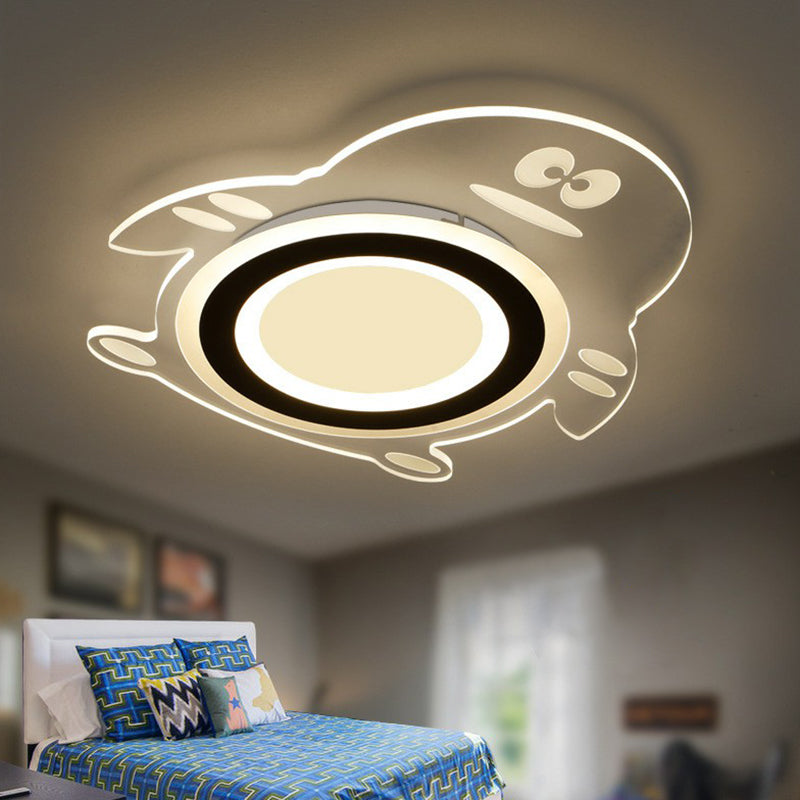 Cartoon Penguin LED Flush Mount Light Acrylic Bedroom Flush Mount Ceiling Light in Clear Clear Clearhalo 'Ceiling Lights' 'Close To Ceiling Lights' 'Close to ceiling' 'Flush mount' Lighting' 2228134