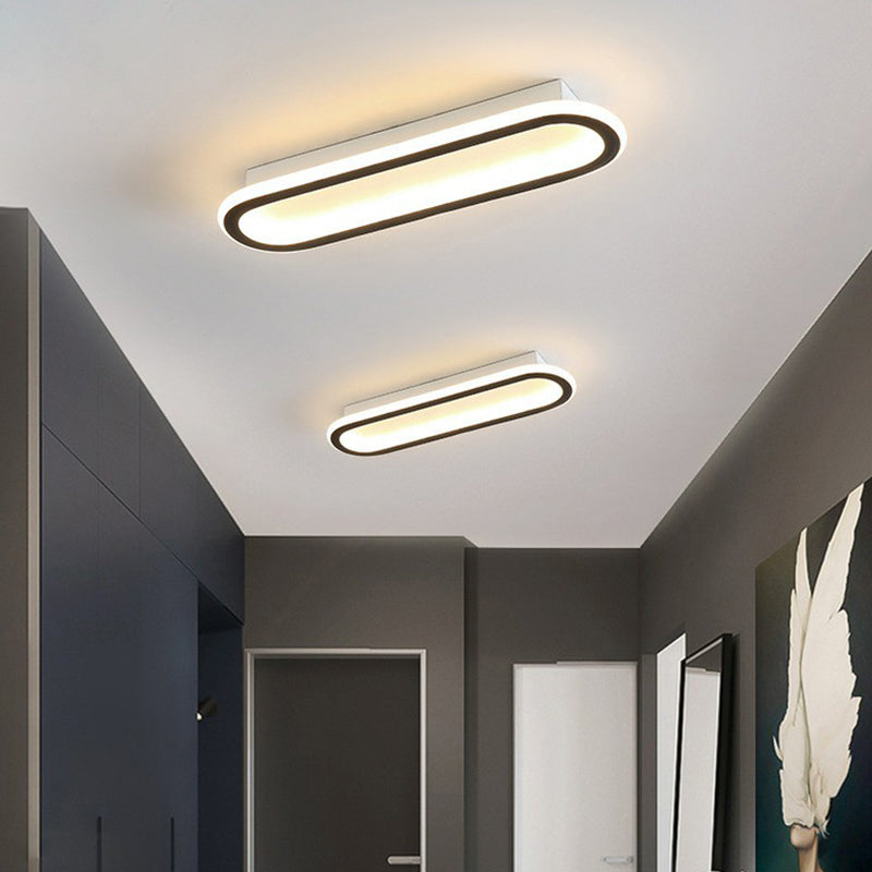 Linear Flush Light Modern Style Acrylic Corridor LED Flush Ceiling Light Fixture in Black Clearhalo 'Ceiling Lights' 'Close To Ceiling Lights' 'Close to ceiling' 'Flush mount' Lighting' 2228139