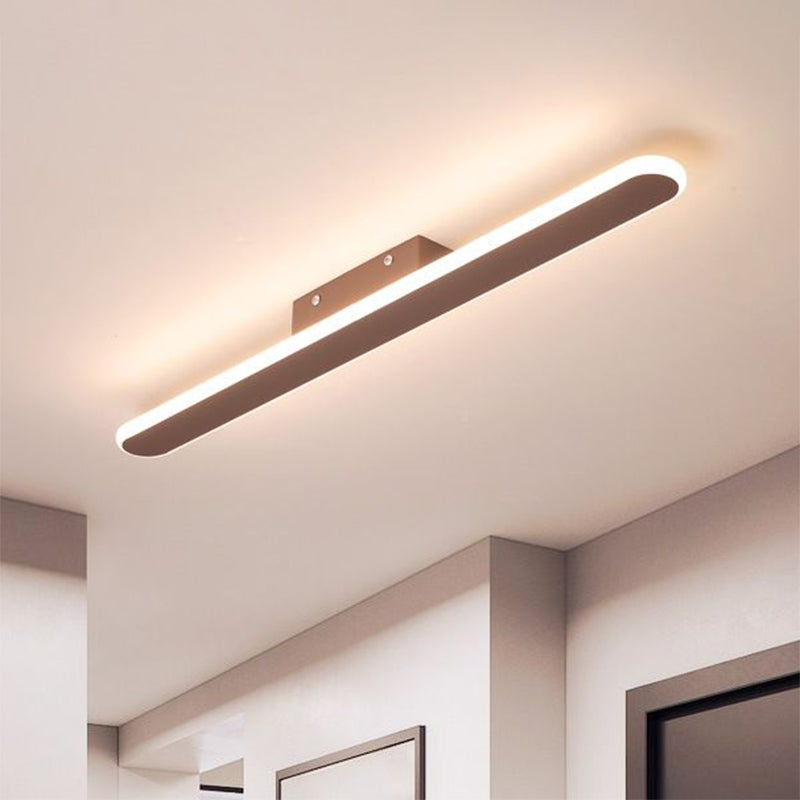 Linear Shaped Metallic LED Flush Mount Modern Coffee Flushmount Ceiling Light for Corridor Clearhalo 'Ceiling Lights' 'Close To Ceiling Lights' 'Close to ceiling' 'Flush mount' Lighting' 2228149