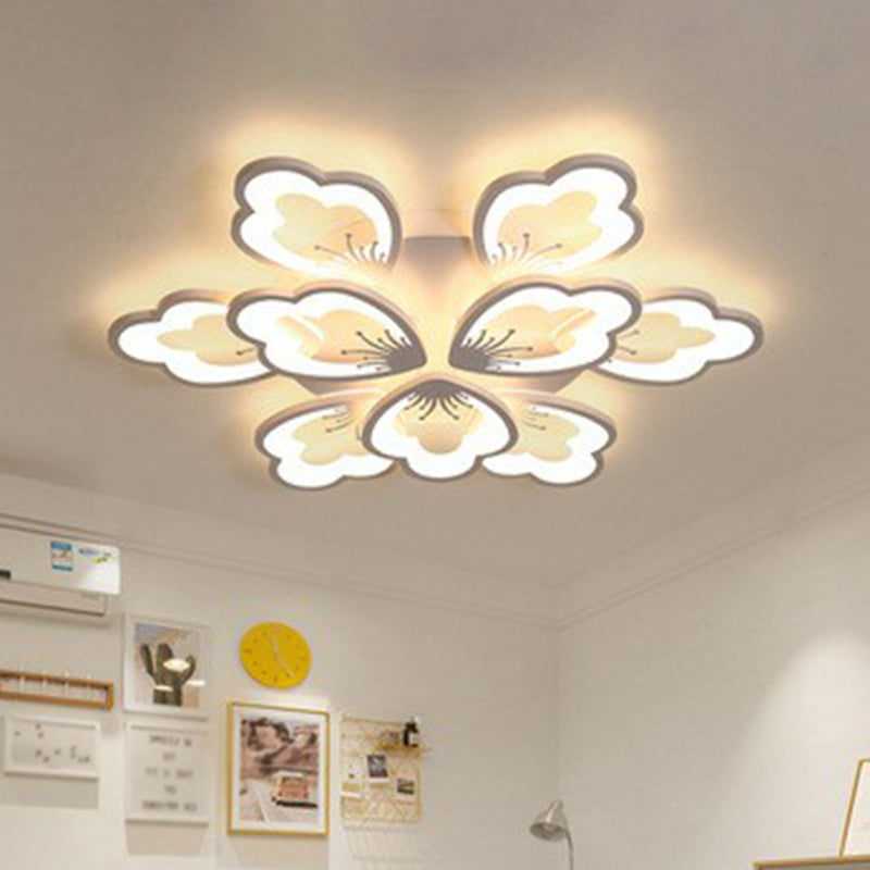 Contemporary Floral Flush Mount Light Acrylic Living Room LED Semi Flush Ceiling Light 9 White Clearhalo 'Ceiling Lights' 'Close To Ceiling Lights' 'Close to ceiling' 'Semi-flushmount' Lighting' 2228151