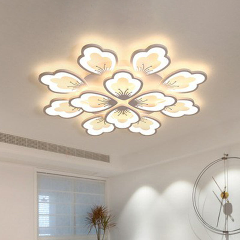 Contemporary Floral Flush Mount Light Acrylic Living Room LED Semi Flush Ceiling Light 12 White Clearhalo 'Ceiling Lights' 'Close To Ceiling Lights' 'Close to ceiling' 'Semi-flushmount' Lighting' 2228153