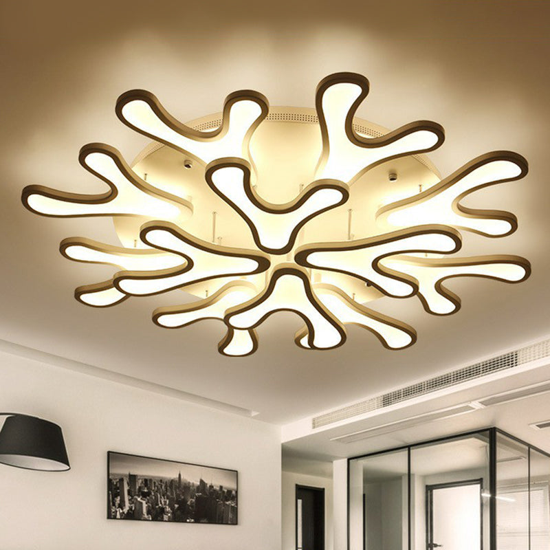 Acrylic Coral LED Semi Flush Lighting Modern Style White Ceiling Mounted Light Fixture 12 White Clearhalo 'Ceiling Lights' 'Close To Ceiling Lights' 'Close to ceiling' 'Semi-flushmount' Lighting' 2228162