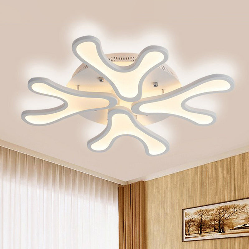 Acrylic Coral LED Semi Flush Lighting Modern Style White Ceiling Mounted Light Fixture 4 White Clearhalo 'Ceiling Lights' 'Close To Ceiling Lights' 'Close to ceiling' 'Semi-flushmount' Lighting' 2228163