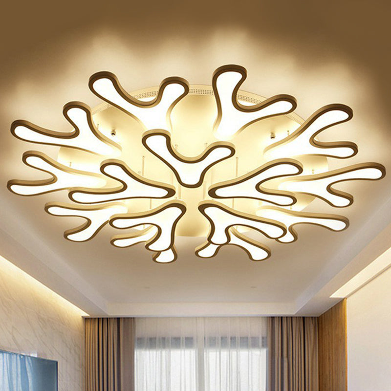 Acrylic Coral LED Semi Flush Lighting Modern Style White Ceiling Mounted Light Fixture 15 White Clearhalo 'Ceiling Lights' 'Close To Ceiling Lights' 'Close to ceiling' 'Semi-flushmount' Lighting' 2228164