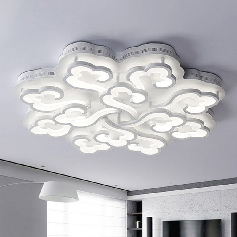 White Auspicious Cloud LED Semi Flush Modern Acrylic Flush Ceiling Light Fixture for Living Room 12 White Clearhalo 'Ceiling Lights' 'Close To Ceiling Lights' 'Close to ceiling' 'Semi-flushmount' Lighting' 2228175