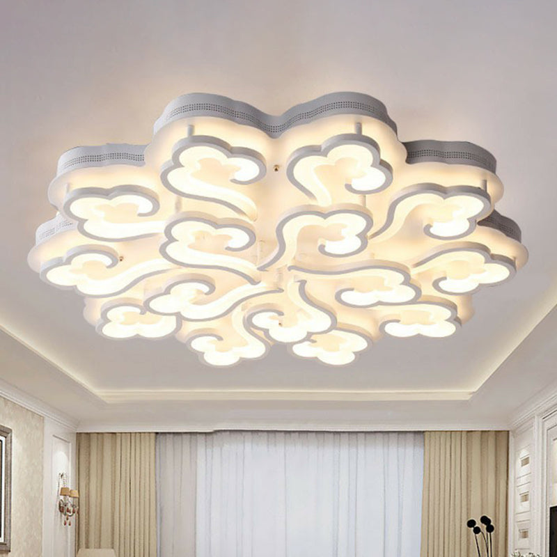 White Auspicious Cloud LED Semi Flush Modern Acrylic Flush Ceiling Light Fixture for Living Room 15 White Clearhalo 'Ceiling Lights' 'Close To Ceiling Lights' 'Close to ceiling' 'Semi-flushmount' Lighting' 2228177