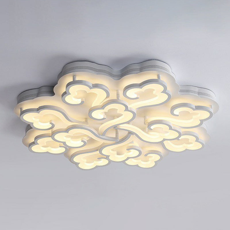 White Auspicious Cloud LED Semi Flush Modern Acrylic Flush Ceiling Light Fixture for Living Room Clearhalo 'Ceiling Lights' 'Close To Ceiling Lights' 'Close to ceiling' 'Semi-flushmount' Lighting' 2228179