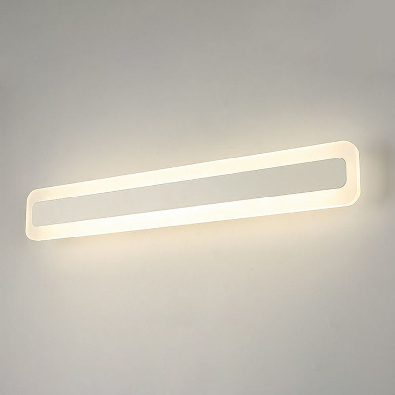 Simplicity Rectangular Wall Sconce Light Acrylic Bathroom LED Vanity Lighting in White Clearhalo 'Modern wall lights' 'Modern' 'Vanity Lights' 'Wall Lights' Lighting' 2228253