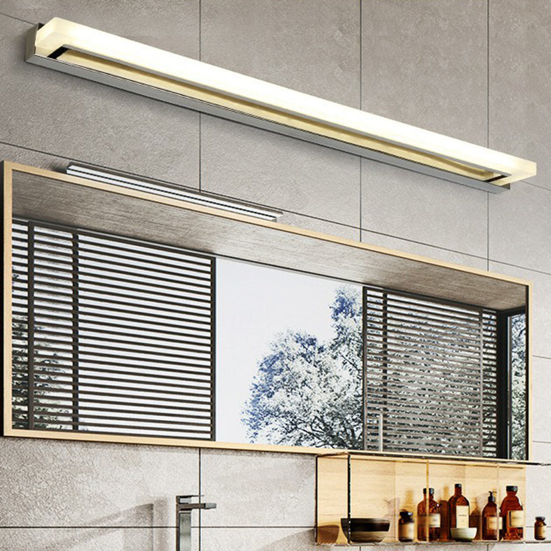 Rectangle LED Vanity Light Postmodern Acrylic Bathroom Sconce Light Fixture in Chrome Chrome Large Clearhalo 'Modern wall lights' 'Modern' 'Vanity Lights' 'Wall Lights' Lighting' 2228256